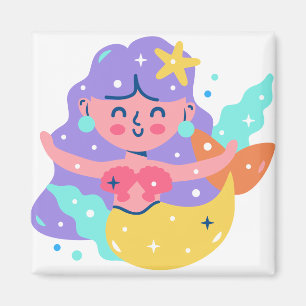 Yellow mermaid magnet