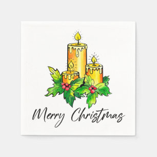 Yellow Merry Christmas And Happy New Year  Napkins