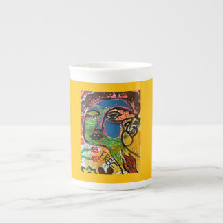Yellow Metacognative Abstract Colourful Face Bone China Mug