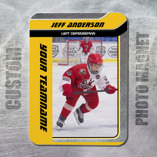 Yellow Metal Ice Hockey Photo Magnet