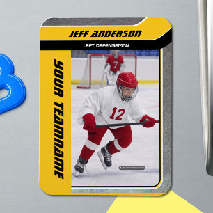 Yellow Metal Ice Hockey Photo Magnet