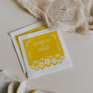 Yellow   Mexican Papel Picado Wedding Napkin