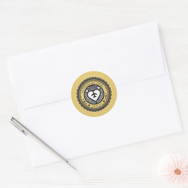 Yellow Mexico Passport Classic Round Sticker (Envelope)