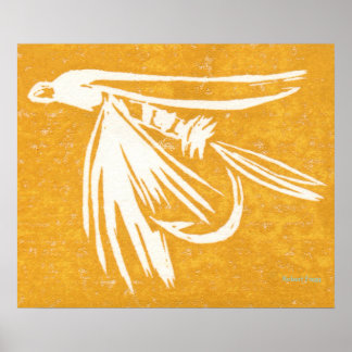 "Yellow Midge" Wet Fly Fly-fishing Poster