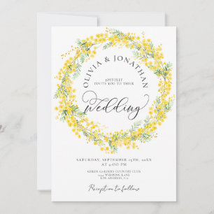 Yellow Mimosa All in 1 Budget QR Code Wedding Invitation