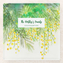 Yellow Mimosa Floral Watercolor Painting
