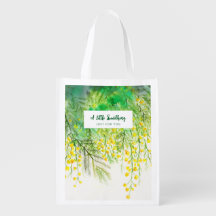 Yellow Mimosa Floral Watercolor Painting