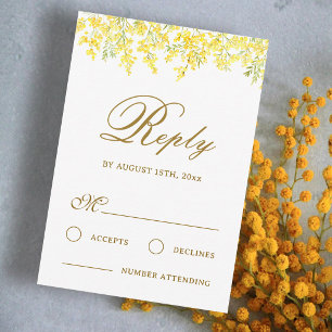 Yellow Mimosa Wedding RSVP Card
