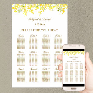 Yellow Mimosa Wedding Seating Chart