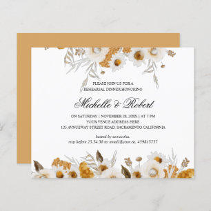 Yellow Mimosa white chamomile Rehearsal Dinner