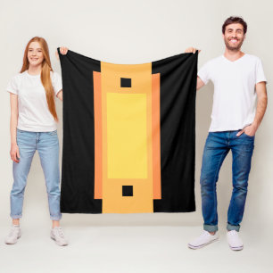 Yellow Minimal Orange Black Fleece Blanket