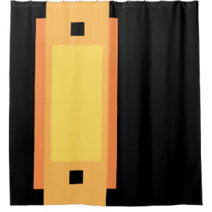 Yellow Minimal Orange Black Shower Curtain