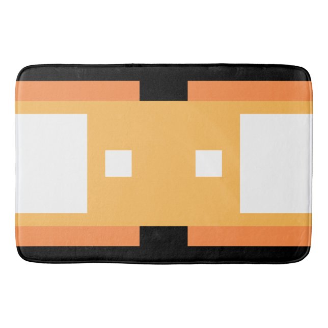 Yellow Minimal Orange Black White Bath Mat (Front)
