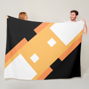 Yellow Minimal Orange Black White Fleece Blanket