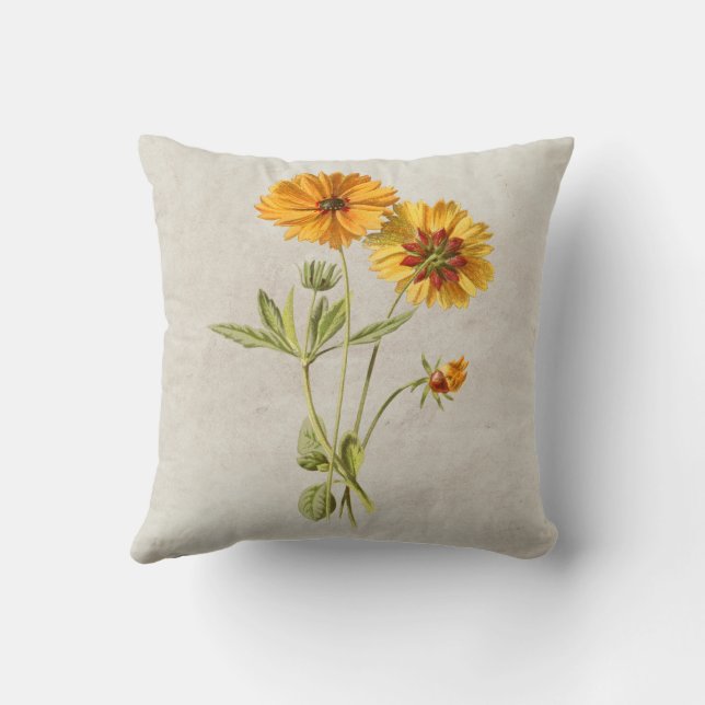 Yellow Minimalist Flower Cushion (Back)