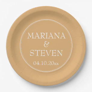 Yellow Minimalist Modern Wedding Paper Plate