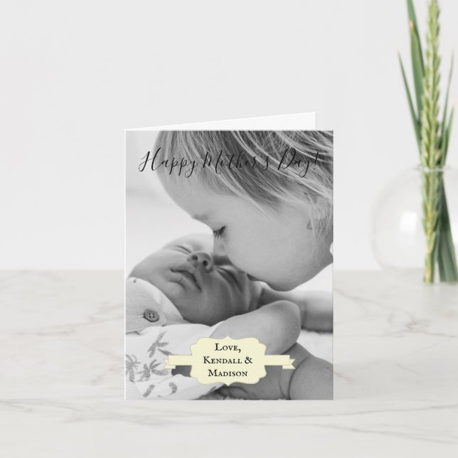 Yellow Minimalist Photo Mother's Day Card (Front)
