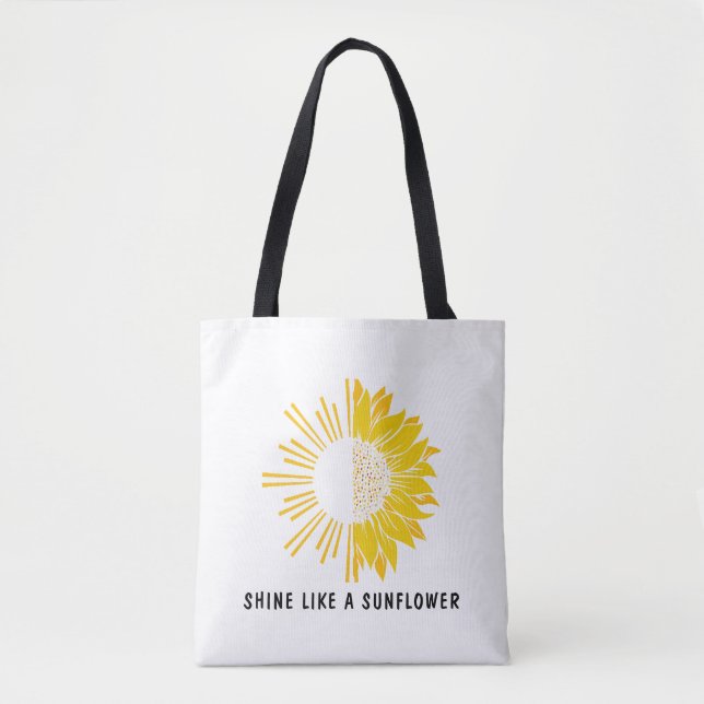 Yellow Minimalist Sunflower Tote Bag (Front)