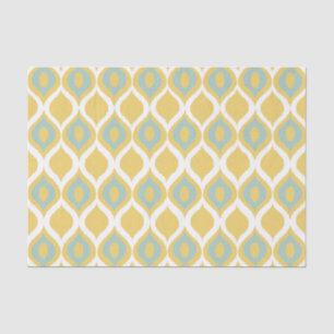 Yellow Mint Geometric Ikat Tribal Print Pattern Tissue Paper