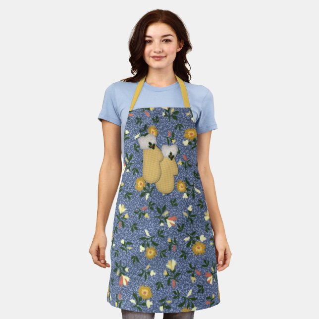 Yellow Mittens Christmas Apron (Worn)