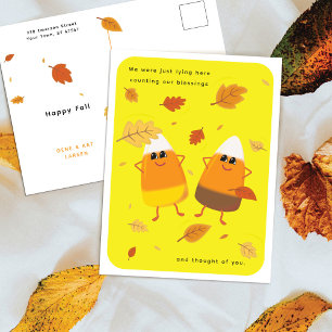 Yellow Mixed Candy Corn Duo Thanksgiving Holiday Postcard
