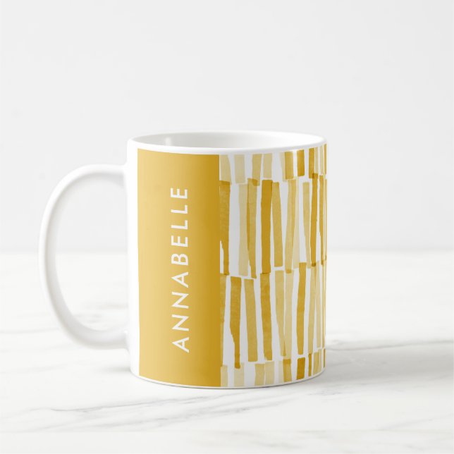 Yellow modern abstract pattern personalised gift c coffee mug (Left)