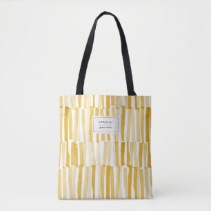 Yellow modern abstract pattern personalised gift t tote bag
