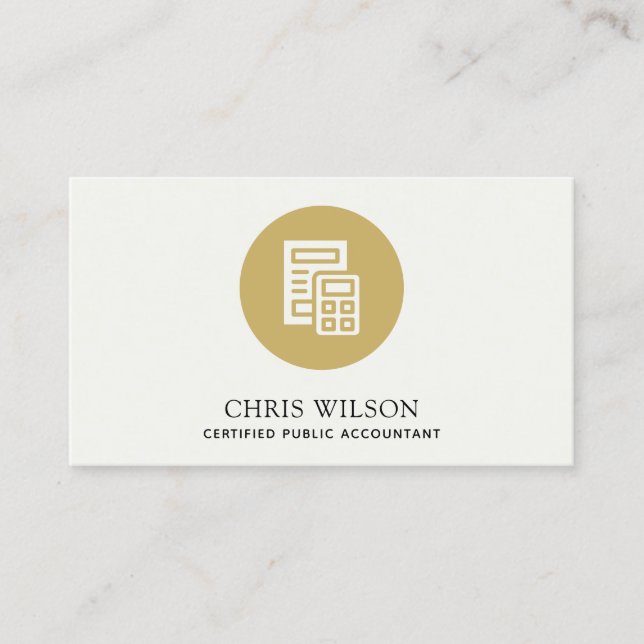 YELLOW MODERN CALCULATOR ICON ACCOUNTING TAX BUSINESS CARD (Front)