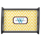 Yellow Modern Chevron Monogram Serving Tray