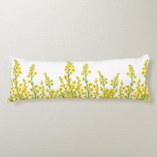 Yellow Modern Citrine Floral Blooms Body Cushion