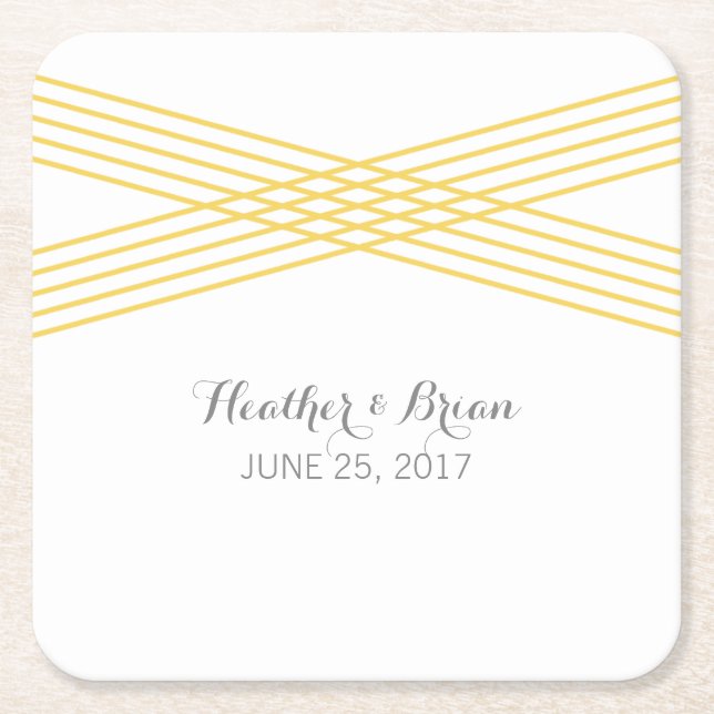 Yellow Modern Deco Paper Coasters (Front)