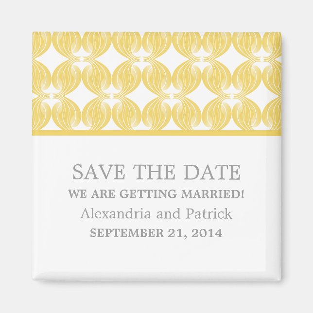Yellow Modern Deco Save the Date Magnet (Front)