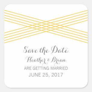 Yellow Modern Deco Save the Date Stickers