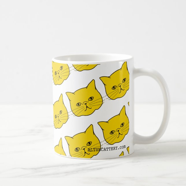Yellow Modern Exotic Persian Altyn Cat Coffee Mug (Right)