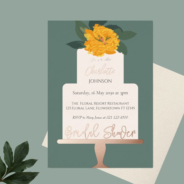 Yellow Modern  Floral Cake Bridal Shower Gold (Creator Uploaded)