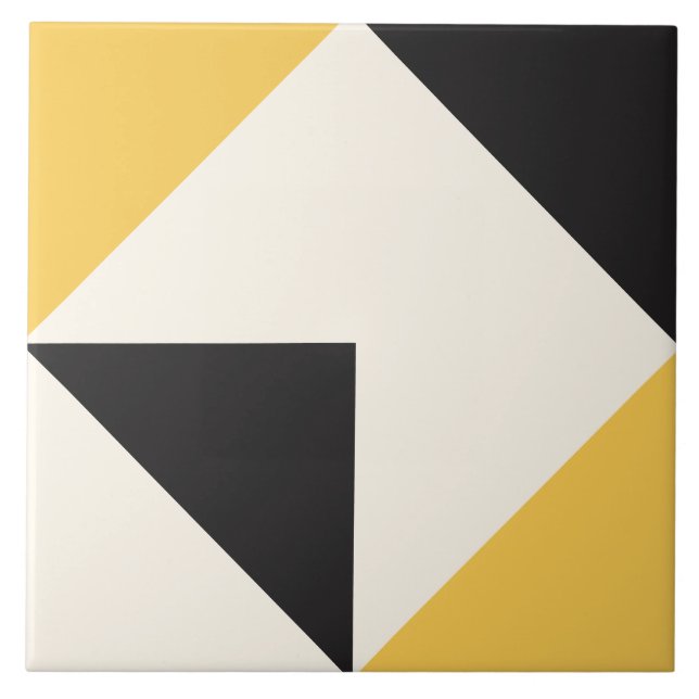 Yellow Modern Geometric Shape Pattern Tile (Front)