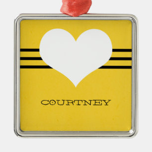 Yellow Modern Heart Ornament