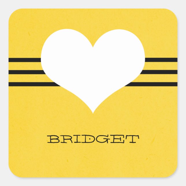 Yellow Modern Heart Stickers (Front)