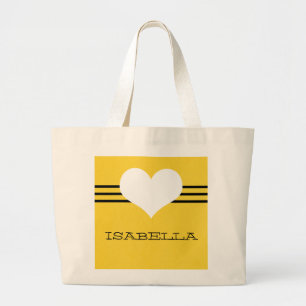 Yellow Modern Heart Tote Bag