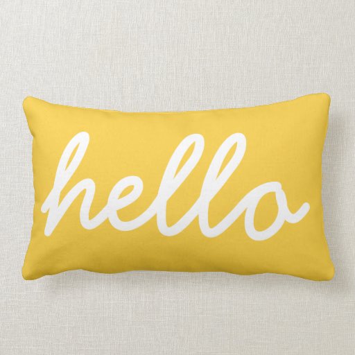 Image of Yellow Modern Hello Throw Pillow
