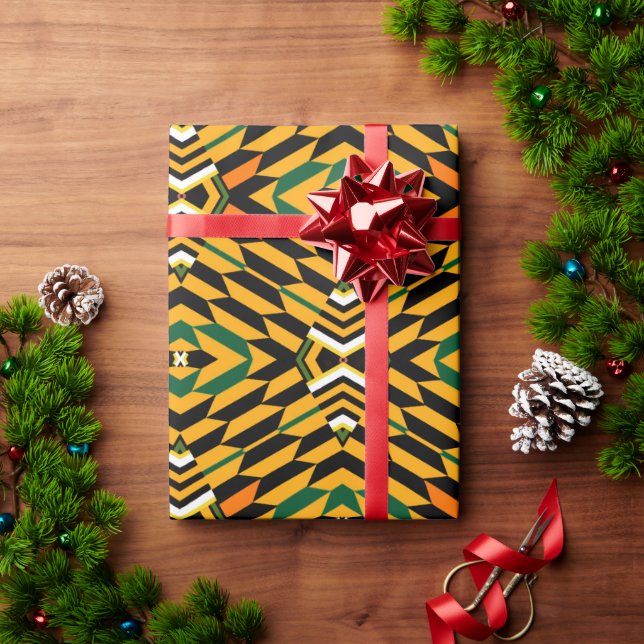 Yellow Modern Kente Print Wrapping Paper (Holiday Gift)