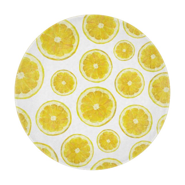 Yellow modern lemon slice fresh fruit cutting board (Front)