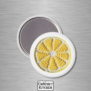 Yellow Modern Minimal Fresh Crochet Lemon Slice Magnet