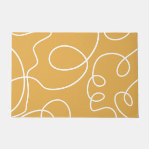 Yellow Modern Minimal Line Brush Strokes Doormat