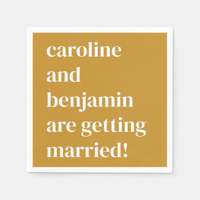 Yellow Modern Minimalist Bold Custom Wedding Napkin (Front)