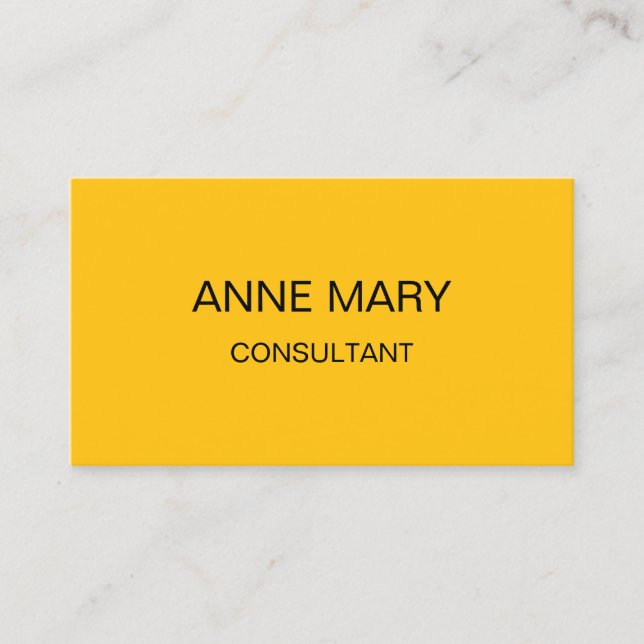 Yellow Modern Minimalist Professtional Orange Cool Business Card (Front)