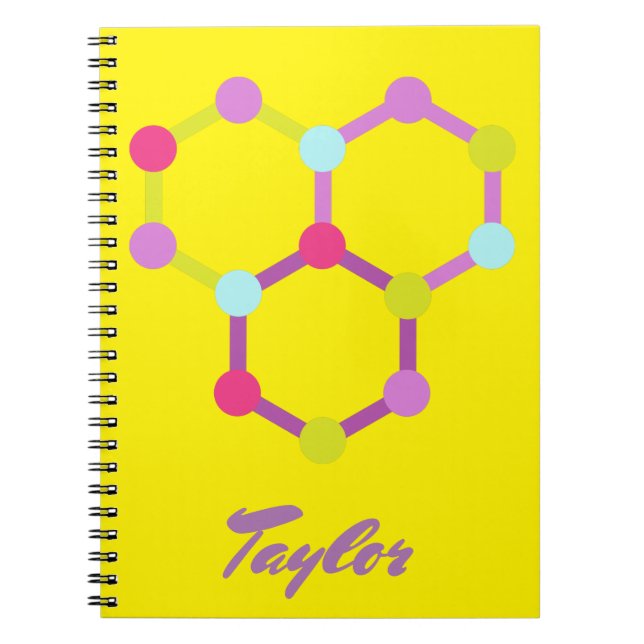 Yellow Modern Molecules Notebook (Front)