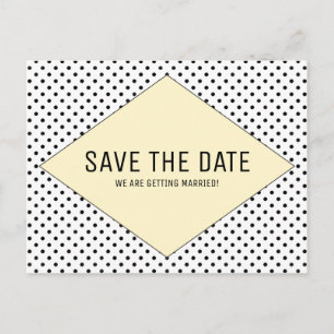 Yellow Modern Polka Dots Save the Date Announcement Postcard