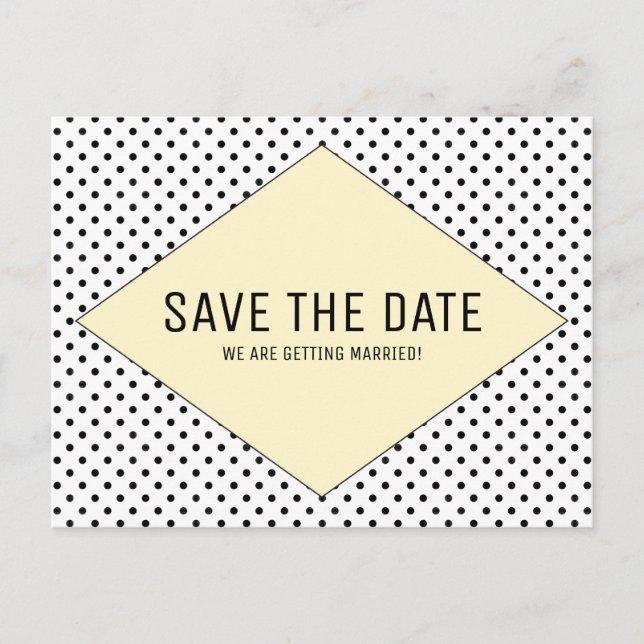 Yellow Modern Polka Dots Save the Date Announcement Postcard (Front)