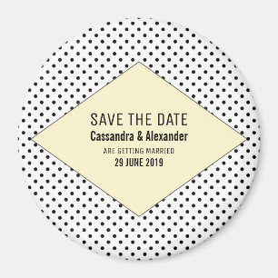 Yellow Modern Polka Dots Save the Date Magnet